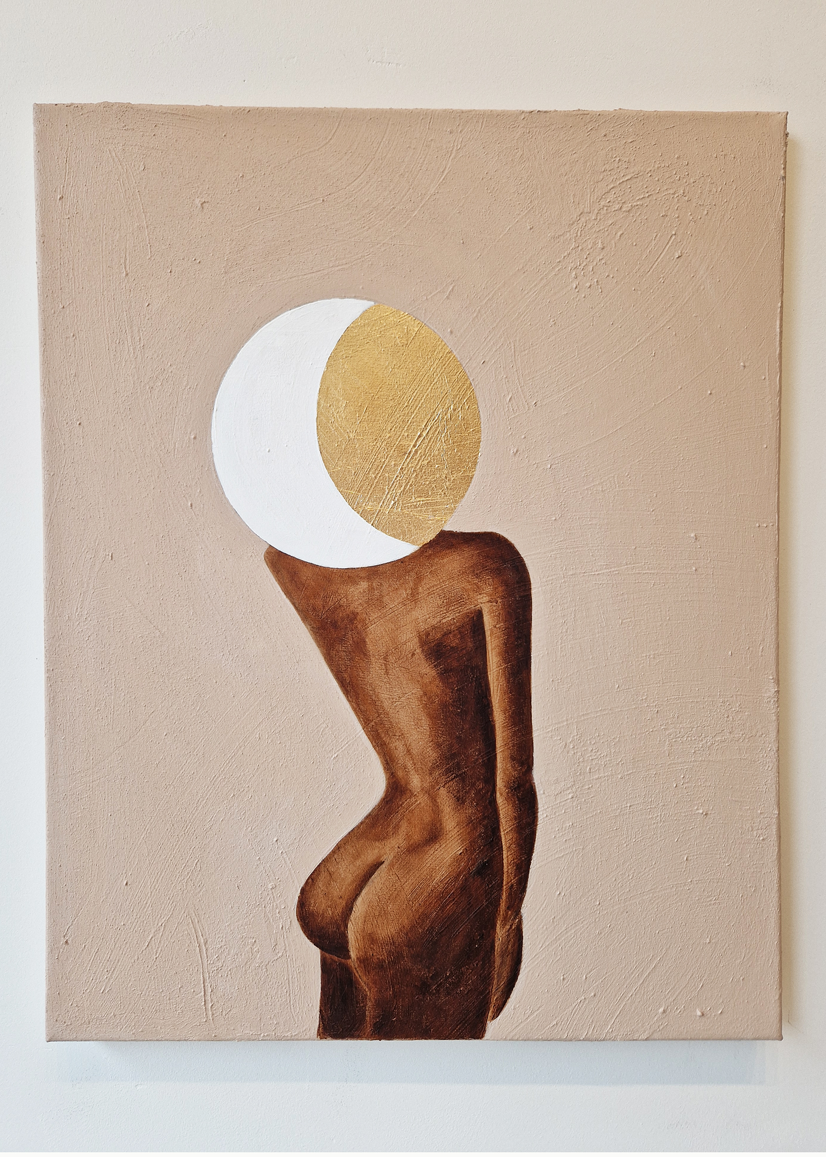 Productfoto vrouwelijk schilderij goud wit by annaxbel handgemaakt